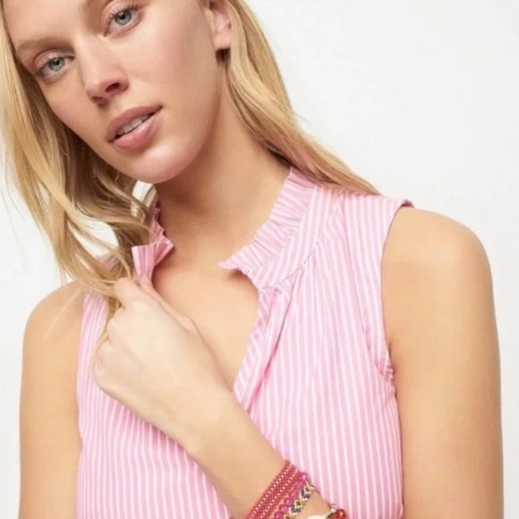 J. Crew Tiered Popover Dress in Pink and White Stripe - Size Small - Picture 3 of 10